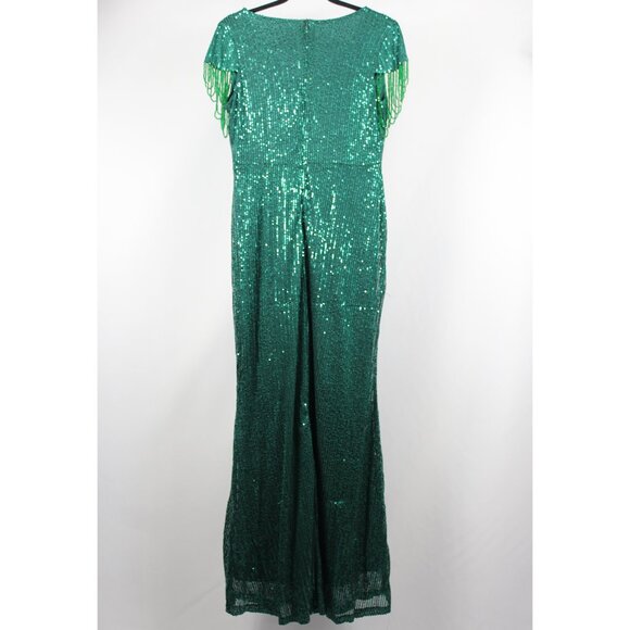 Women’s Sequin Evening Dress Tassel Maxi Cocktail Party Dress Prom Wedding Gown - Picture 3 of 5
